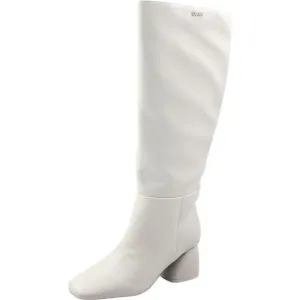 DKNY Womens Cana White Wide Calf Faux Leather Knee-High Boots New