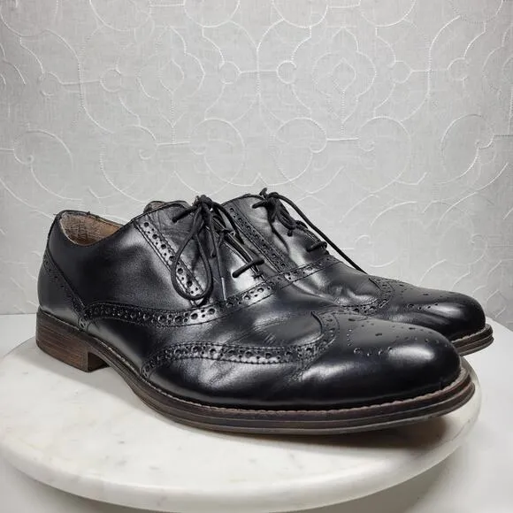 Dockers Leather Wingtip Dress Shoes Men 13M Black Oxford Leather Lace Up Classic