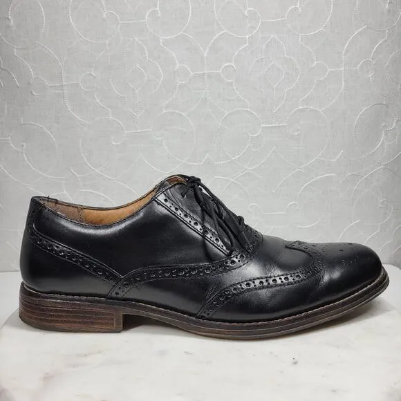Dockers Leather Wingtip Dress Shoes Men 13M Black Oxford Leather Lace Up Classic