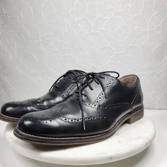 Dockers Leather Wingtip Dress Shoes Men 13M Black Oxford Leather Lace Up Classic