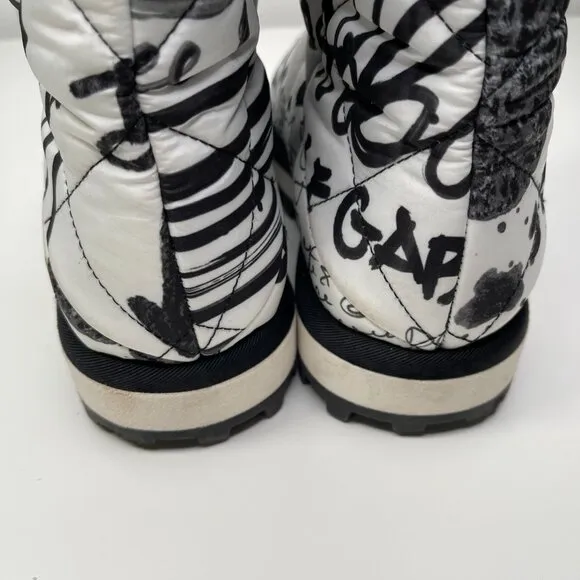Dolce &amp; Gabbana Women's White Padded Logo Print Mid Calf Boots Shoe Size 38