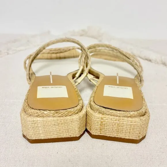 Dolce Vita Haize Braided Raffia Slip On Strappy Sandals Natural Women's Size 6