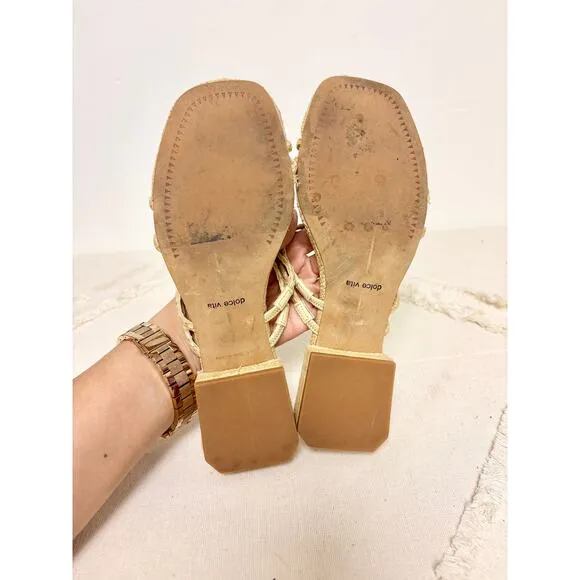 Dolce Vita Haize Braided Raffia Slip On Strappy Sandals Natural Women's Size 6