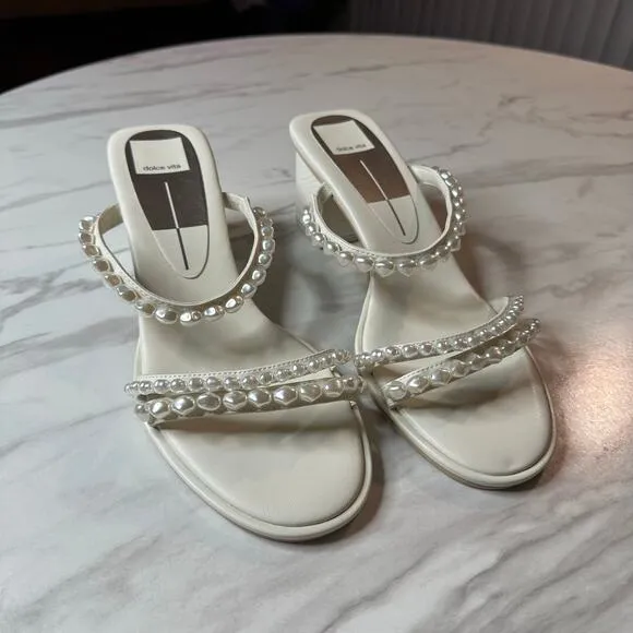 Dolce Vita Women's Tinker Pearl Block Sandal 127 Size 9.5 Bridal Wedding Formal