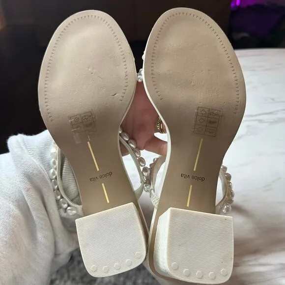 Dolce Vita Women's Tinker Pearl Block Sandal 127 Size 9.5 Bridal Wedding Formal