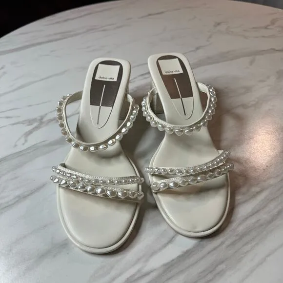 Dolce Vita Women's Tinker Pearl Block Sandal 127 Size 9.5 Bridal Wedding Formal