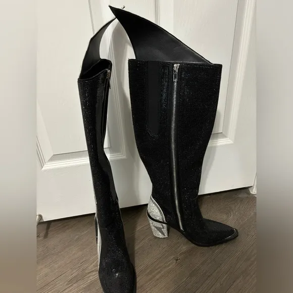 Dolls Kill / Club Exx Noir Ziggy Sheriff Shine Knee High Boots