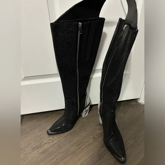 Dolls Kill / Club Exx Noir Ziggy Sheriff Shine Knee High Boots