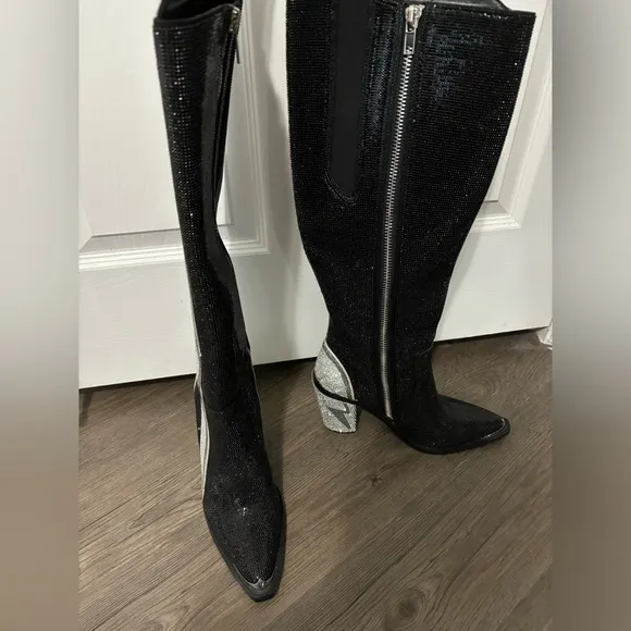 Dolls Kill / Club Exx Noir Ziggy Sheriff Shine Knee High Boots