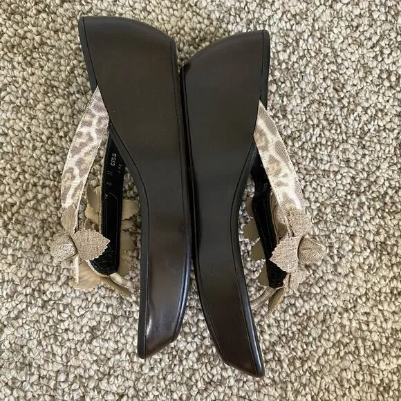 Donald J Pliner Ciss Sandals Size 8 Brown Neutral Metallic Animal Wedges Casual