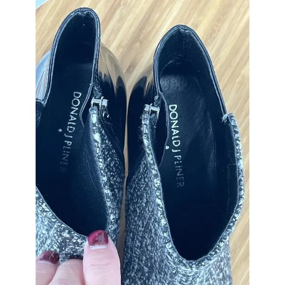 DONALD J PLINER Women Booties Black Grey‎ 9 M Jaxx Ankle Boots Sparkle Shimmer