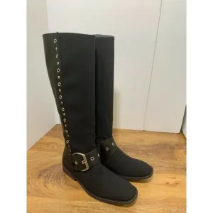 Donald J Pliner Gale Women's Knee High Boots Black Crepe Elastic Size US…