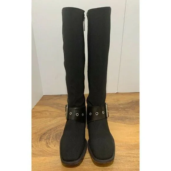 Donald J Pliner Gale Women's Knee High Boots Black Crepe Elastic Size US…