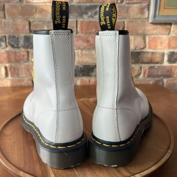 Dr Doc Docs Martens 1460 White Leather Combat Women's Boots Size UK 5 US 7