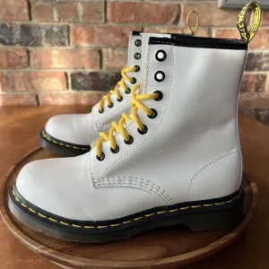 Dr Doc Docs Martens 1460 White Leather Combat Women's Boots Size UK 5 US 7