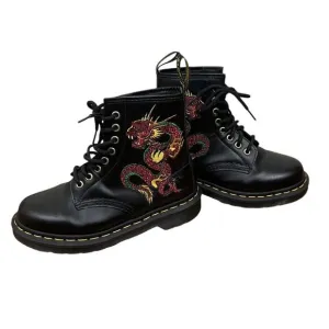 Dr. Martens 1460 Leather Embroidered Dragon Lace Up Combat Boots Women's 5