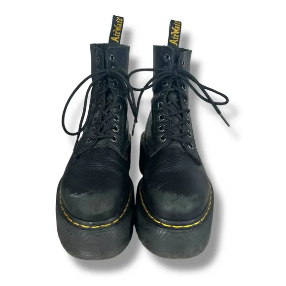 Dr. Martens 1460 Pascal Max Leather Platform Boots Black Chunky Goth Punk Sz 8