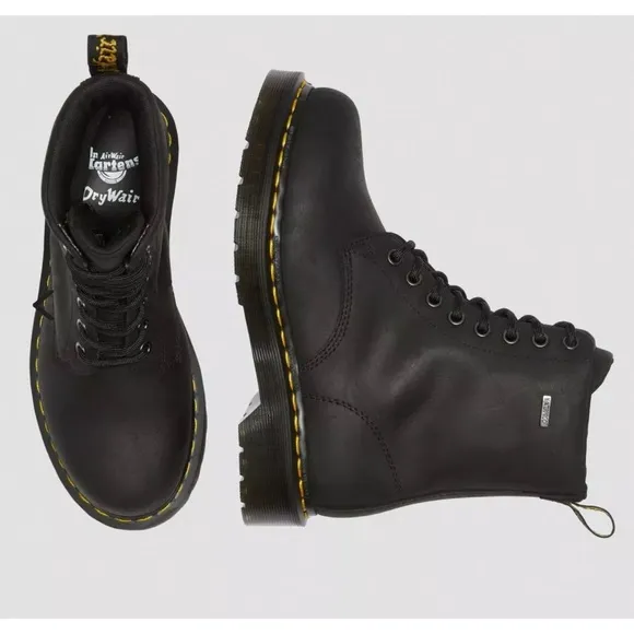 DR. MARTENS 1460 Women's Black Waterproof Lace Up Grunge Boots 9