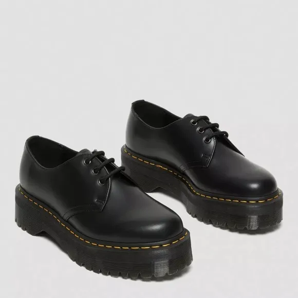DR. MARTENS 1461 SMOOTH LEATHER PLATFORM SHOES, SIZE L 10, $170, WORN ONCE