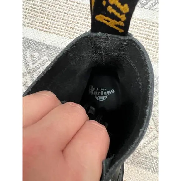 Dr Martens Black 1460 Guard Panel Leather Lace-Up Combat Boots Size UK 8 EU 42