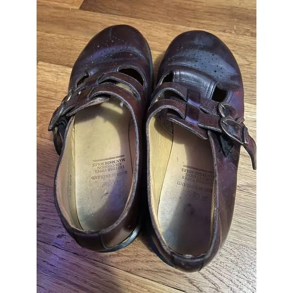 Dr Martens Double Strap Mary Jane Shoes Womens 7 Oxblood Leather Chunky Platform