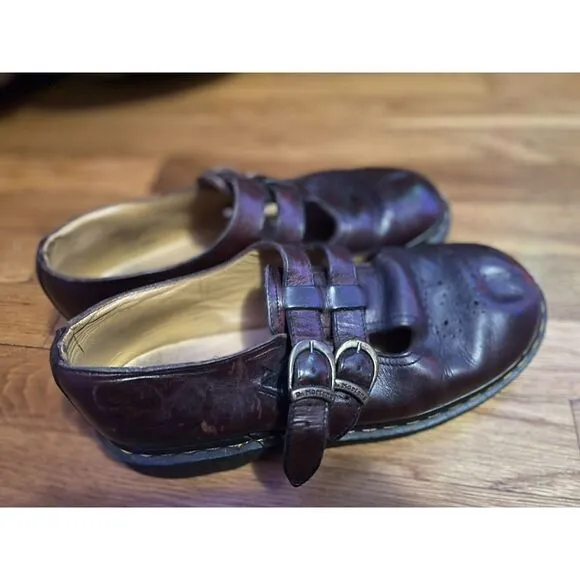Dr Martens Double Strap Mary Jane Shoes Womens 7 Oxblood Leather Chunky Platform