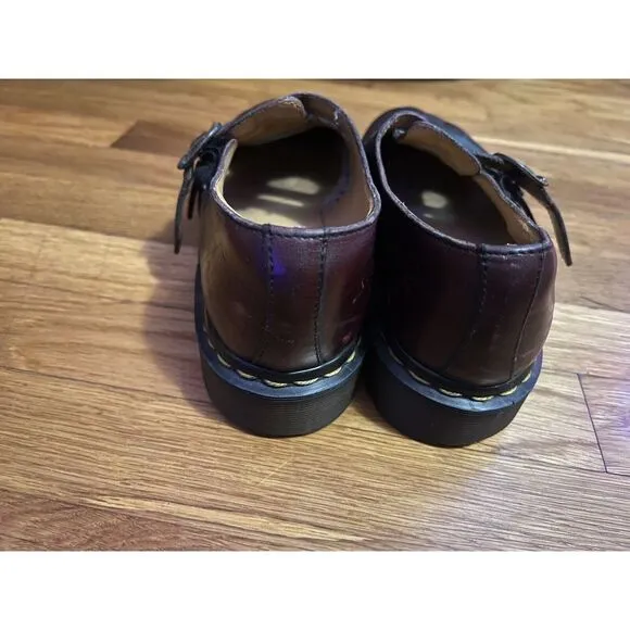 Dr Martens Double Strap Mary Jane Shoes Womens 7 Oxblood Leather Chunky Platform