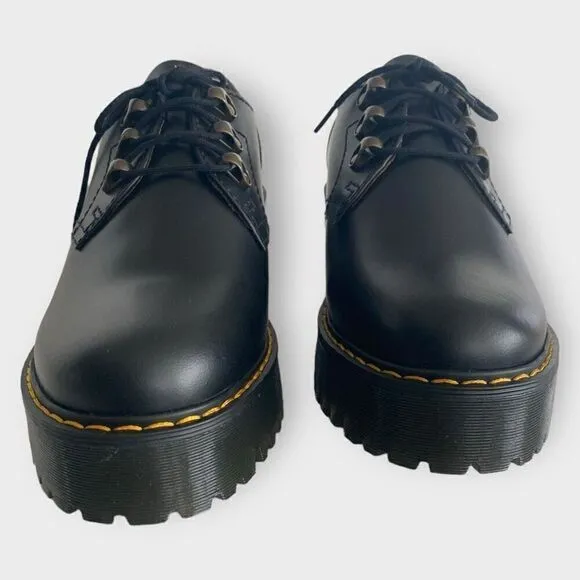 Dr. Martens Leona Lo Black Platform Heeled Oxford Shoes Womens size 8 New