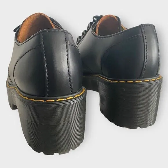 Dr. Martens Leona Lo Black Platform Heeled Oxford Shoes Womens size 8 New