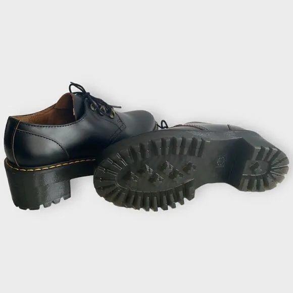 Dr. Martens Leona Lo Black Platform Heeled Oxford Shoes Womens size 8 New