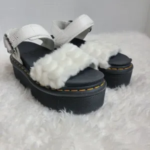 Dr. Martens Voss Heart Quad Fluffy Womens Shoes Size 8 White Fur Platform Rare