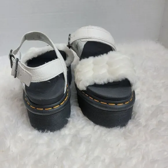 Dr. Martens Voss Heart Quad Fluffy Womens Shoes Size 8 White Fur Platform Rare