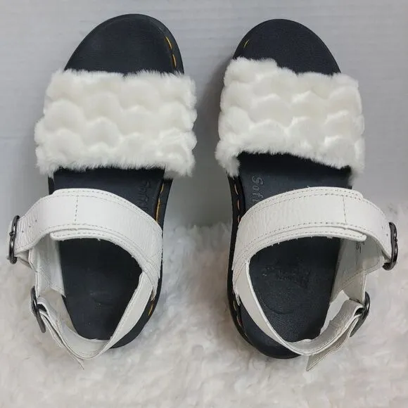 Dr. Martens Voss Heart Quad Fluffy Womens Shoes Size 8 White Fur Platform Rare