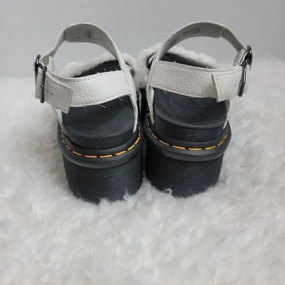 Dr. Martens Voss Heart Quad Fluffy Womens Shoes Size 8 White Fur Platform Rare