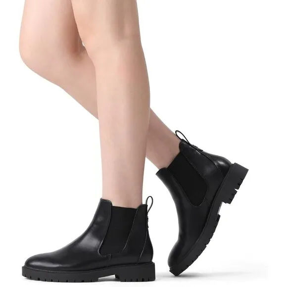 Dream Pairs Ankle Boote Women Black Thermoplastic Elastomers Fashion Slip  Elast