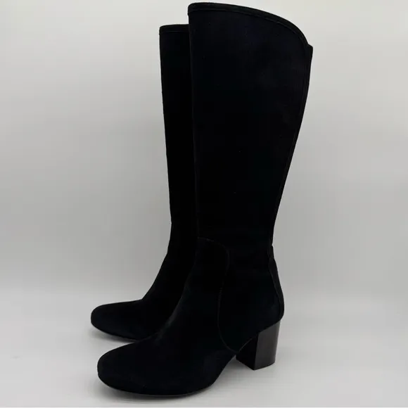 Duo Boots Black Suede Heeled Knee High Boots Size EU 38/US 7.5