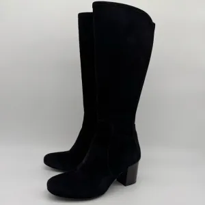 Duo Boots Black Suede Heeled Knee High Boots Size EU 38/US 7.5