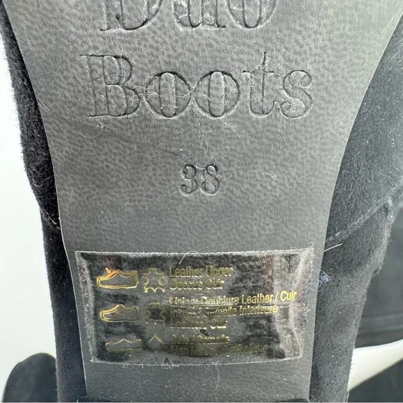 Duo Boots Black Suede Heeled Knee High Boots Size EU 38/US 7.5