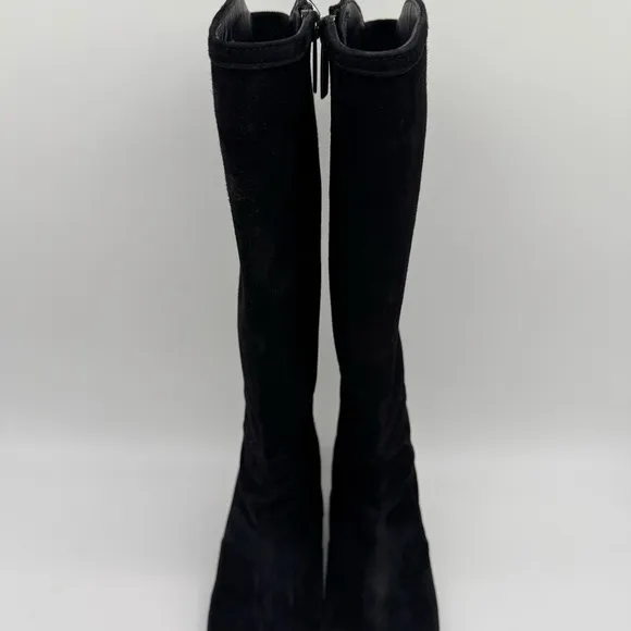 Duo Boots Black Suede Heeled Knee High Boots Size EU 38/US 7.5