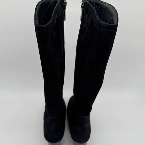 Duo Boots Black Suede Heeled Knee High Boots Size EU 38/US 7.5
