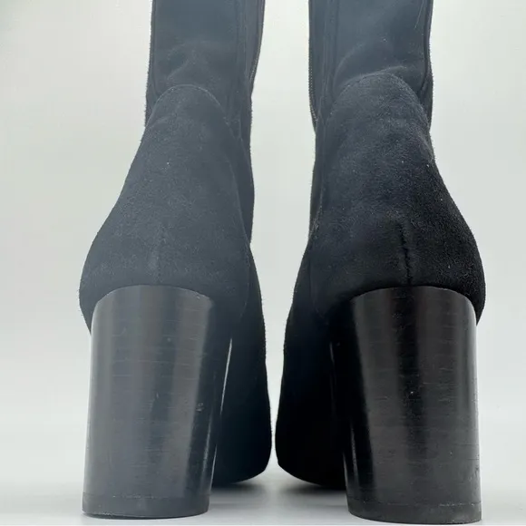 Duo Boots Black Suede Heeled Knee High Boots Size EU 38/US 7.5