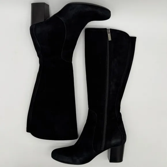 Duo Boots Black Suede Heeled Knee High Boots Size EU 38/US 7.5
