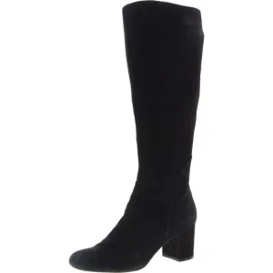 Earth Womens Vine Black Suede Almond Toe Zipper Mid-Calf Boots Used