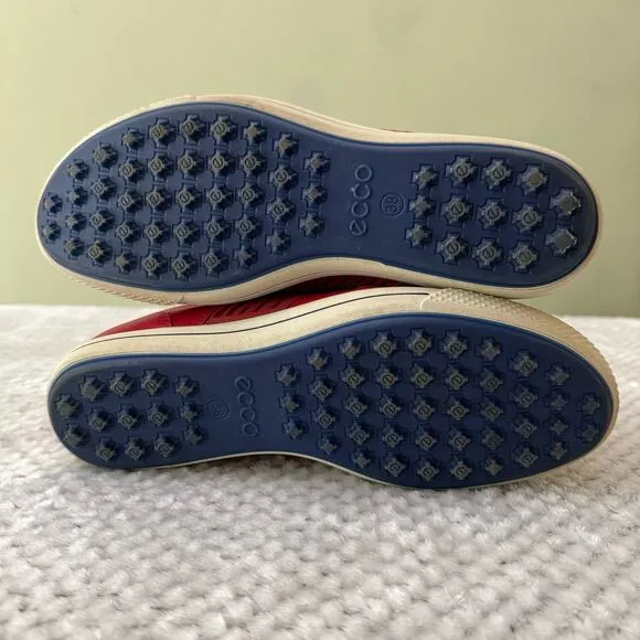 ECCO Golf Street Athletic Hydromax Sneaker Shoes Women 38 7/7.5US Red Leather