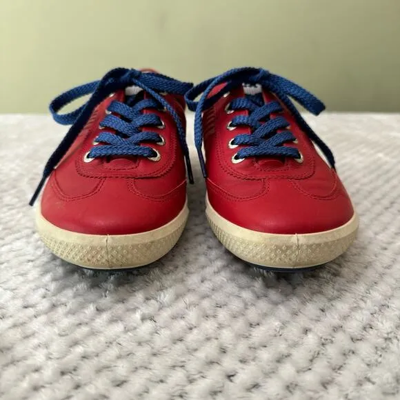 ECCO Golf Street Athletic Hydromax Sneaker Shoes Women 38 7/7.5US Red Leather