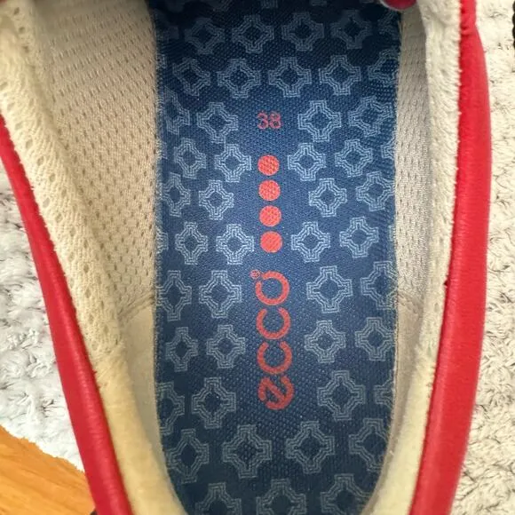 ECCO Golf Street Athletic Hydromax Sneaker Shoes Women 38 7/7.5US Red Leather