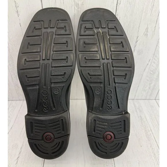 ecco Helsinki Black Slip On Leather Loafers Men's EUR 46 US 12 Comfort Shoes