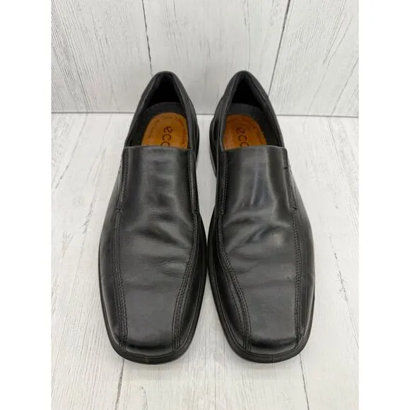 ecco Helsinki Black Slip On Leather Loafers Men's EUR 46 US 12 Comfort Shoes