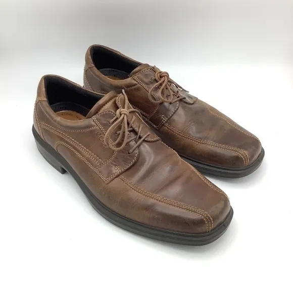 ECCO Helsinki Men's Brown Leather Bicycle Toe Lace-Up Dress Casual Shoes…