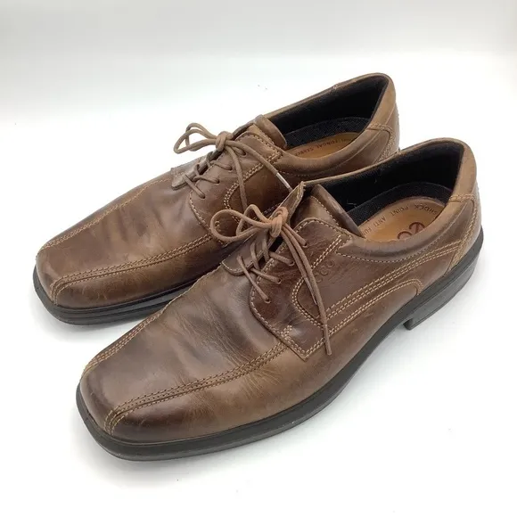 ECCO Helsinki Men's Brown Leather Bicycle Toe Lace-Up Dress Casual Shoes…